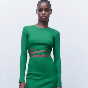 NWT Zara Lace Up Crop Top